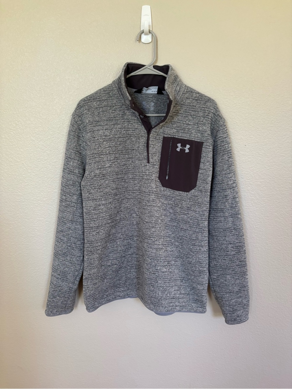 Under Armour Light Gray Sherpa-Lined Quarter Zip Pullover